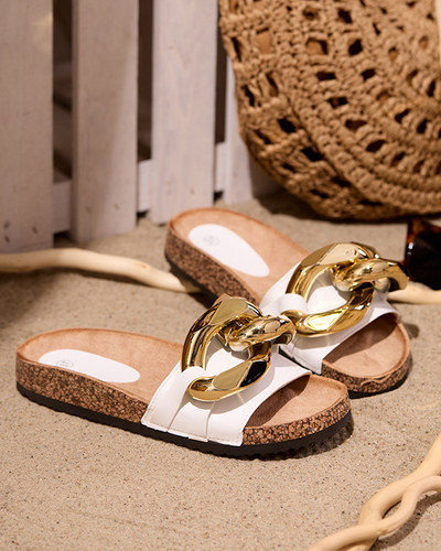 Royalfashion Белые женские шлепанцы с орнаментом Sofig