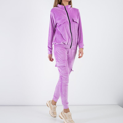 Women's purple sweat suit with pockets - Clothing
