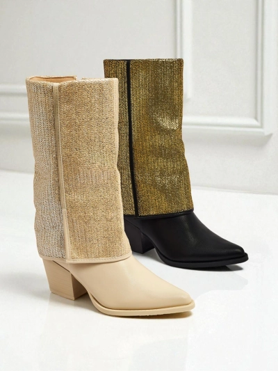 Women's Eco-Leather Heeled Ankle Boots with Decorative Upper Virelia