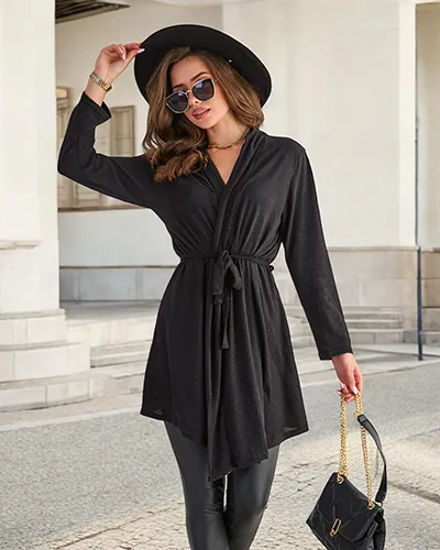 Women's black knotted cardigan - Clothing