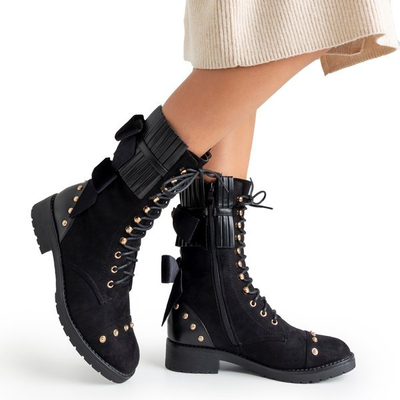 Black women's boots with Farida ornaments - Footwear