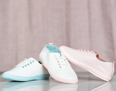 White sneakers with pink Mika inserts - Footwear