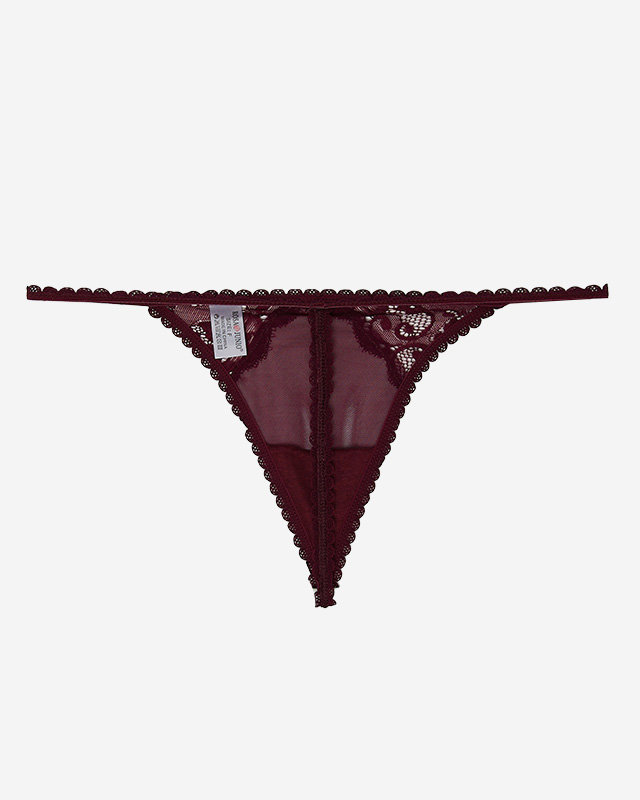Maroon women's thong lace panties - Underwear