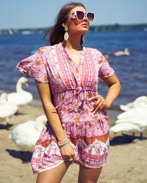 Royalfashion Summer pink women's short dress