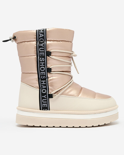 Royalfashion Pink and beige Gepanden women's snow boots