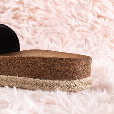 Black women's slippers on the Kosala platform - Footwear