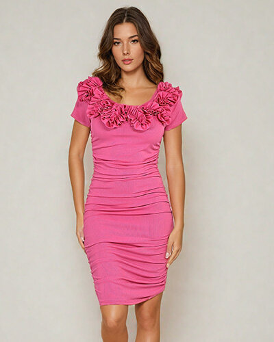 Royalfashion Krunkaina sieviešu mini kleita