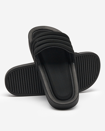 Women's striped slippers in black Lenira - Footwear