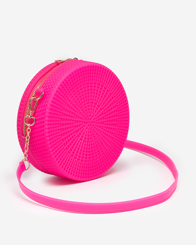 Fuchsia ladies handbag with embossing - Accessories