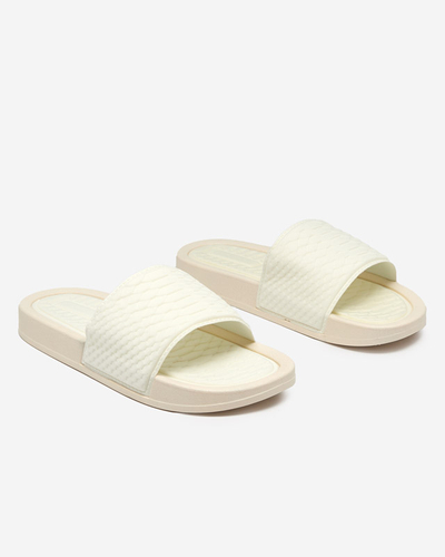 OUTLET White women's slippers with Galite embossing - Footwear