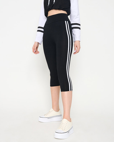 Black women's leggings with stripes - Clothing