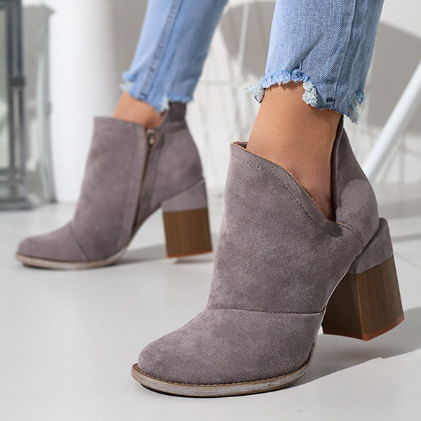 Gray women's ankle boots with Cintura cut-outs - Footwear