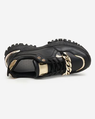 OUTLET Black women's sports shoes with gold chain Evitos - Footwear