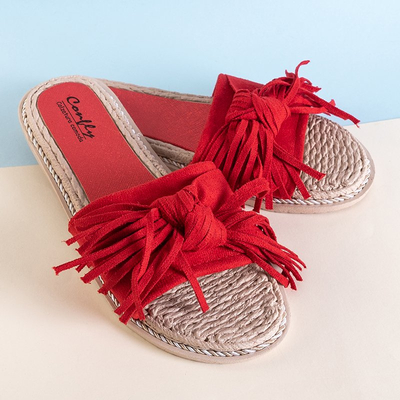 Red women's flip-flops with tassels Foasia - Footwear