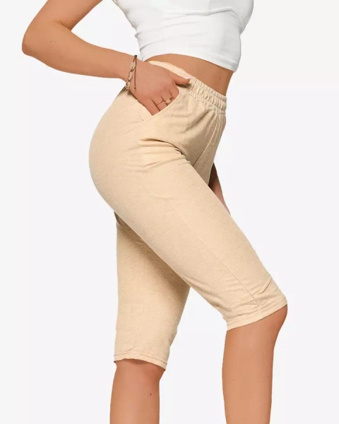 Sieviešu 3/4 garas auduma bēšas krāsas šorti PLUS SIZE- Apģērbi