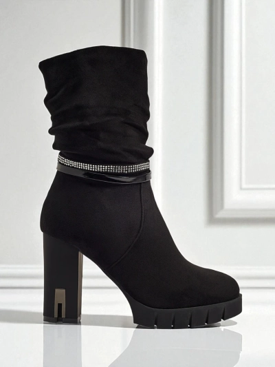 Ботильоны женские эко-замшевые на каблуке-столбике BrambleDusk