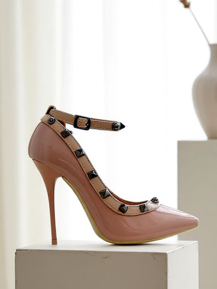 Royalfashion Women's patent stilettos with rhinestones Qoscalle