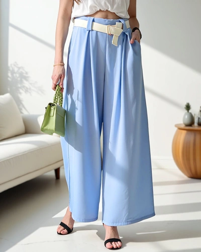 Royalfashion Plašās sieviešu bikses ar jostu