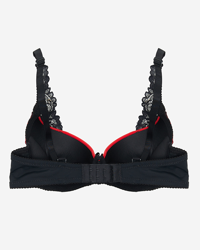 Red women's bra with black lace - Underwear