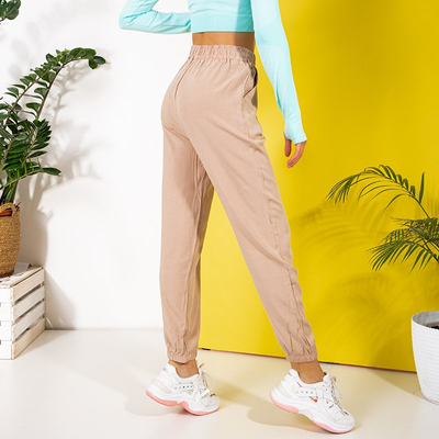 Beige women's jogger pants - Clothing