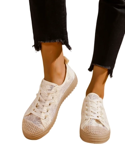 Royalfashion Women's Lace Sneakers with Sequins Nille