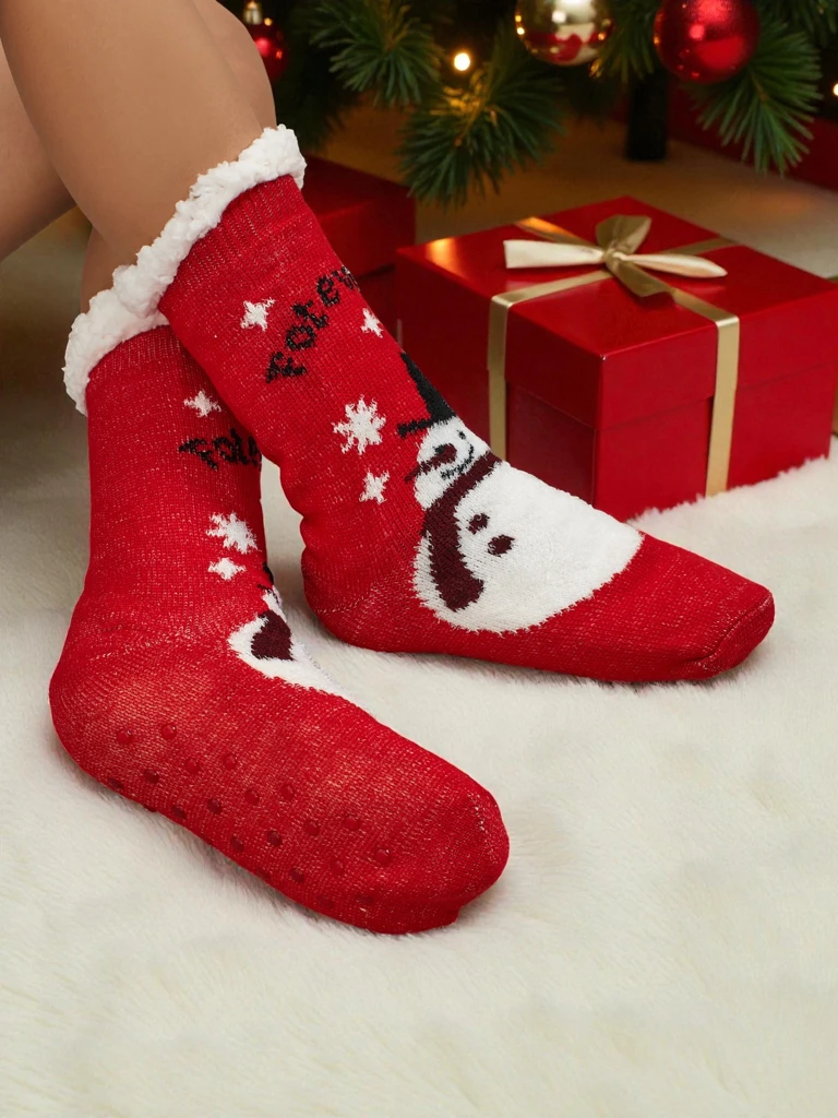 Aurora Women's Red Knitted Christmas Socks