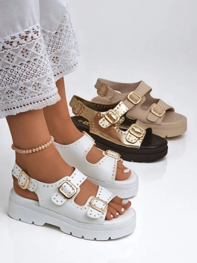 Royalfashion Women's Thick Sole Sandals with Rhinestones Rocky Chic