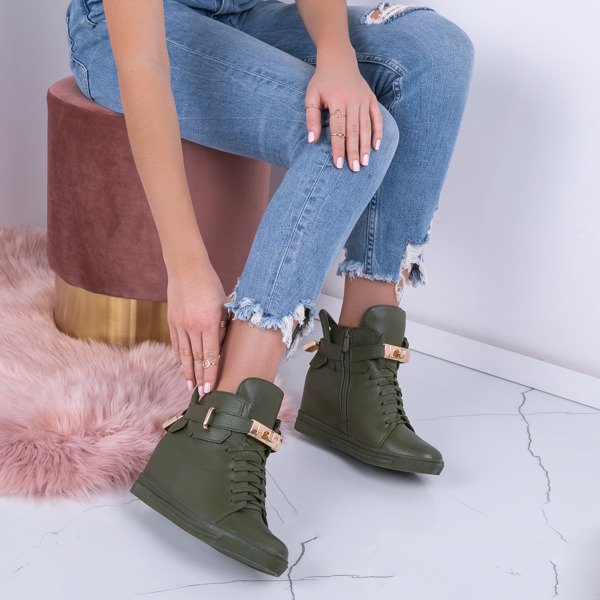Green sneakers with an indoor wedge Sinnea - Footwear