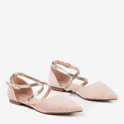 Beige women's ballerinas with flat heels Vosia - Footwear