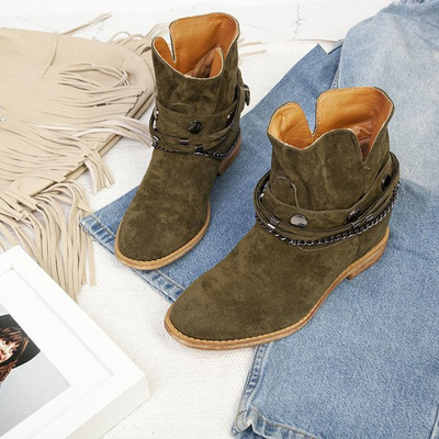 Green cowboy boots on an indoor wedge Salem - Footwear