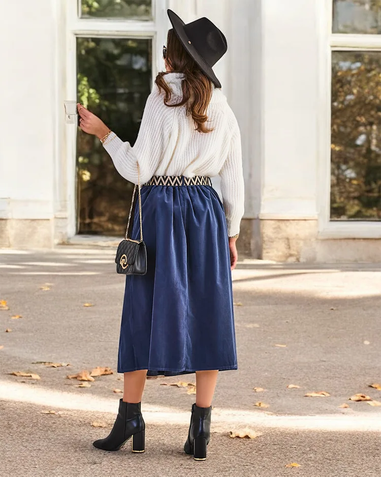 Royalfashion Sieviešu velveta vidējais svārki