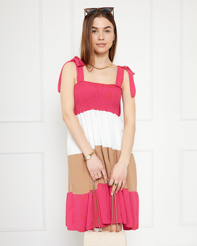 Fuchsia dress for women with tied straps - Clothing