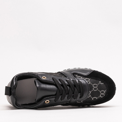 Black women's sports shoes with Engla print - Footwear