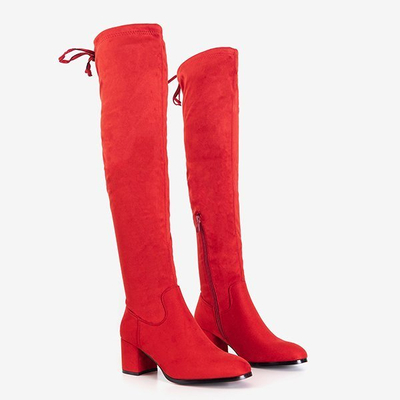 Red women's over-the-knee boots Elvina- Footwear
