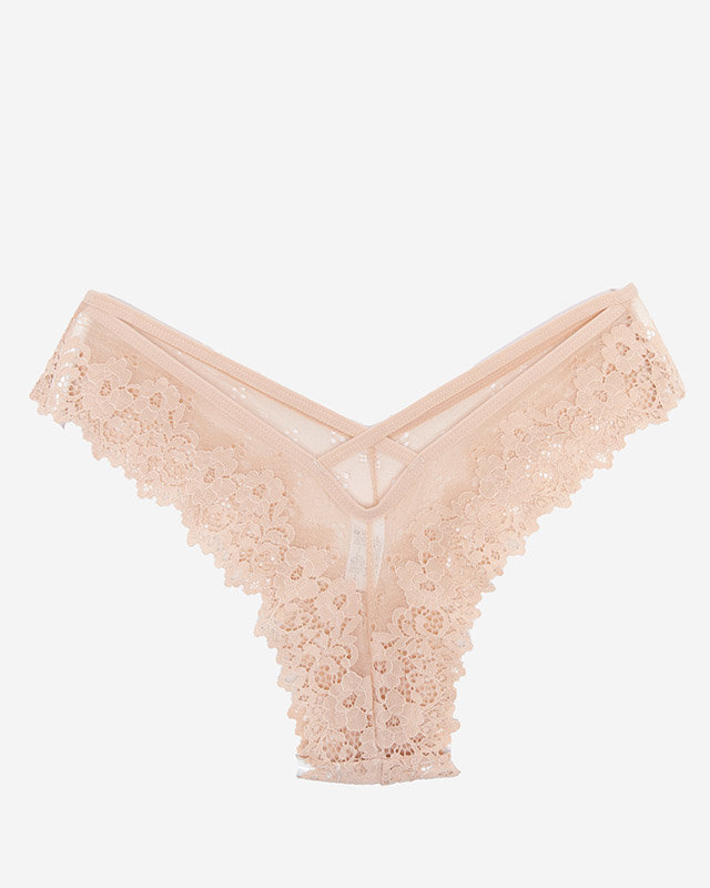 Women's beige lace brasilian panties - Underwear