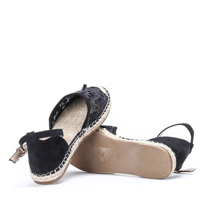 Melnas espadrilas ar mežģīņu izšuvumu Eliza - Apavi