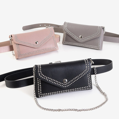 Pink small waist bag with rhinestones - Handbags