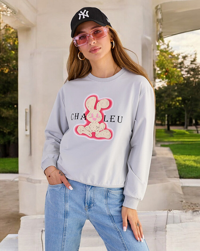 Royalfashion Sieviešu kokvilnas džemperis ar plānu apdruku