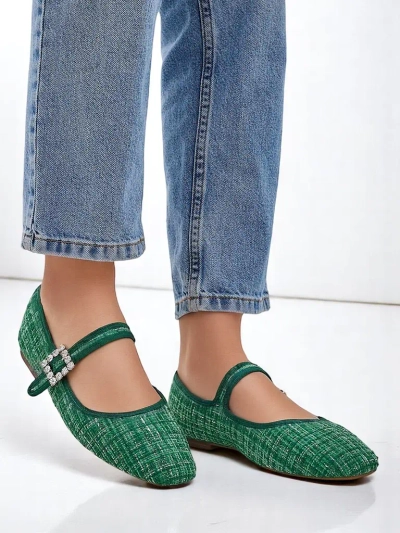 Женские ballet flats Royalfashion в клетку с пряжкой и ремешком Riffos