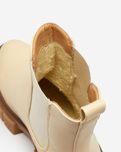 Royalfashion Beige women's boots on a solid sole Eferope