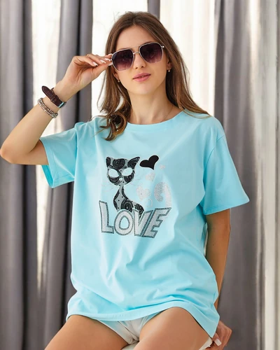 Royalfashion Women's Cotton T-Shirt Cat Love