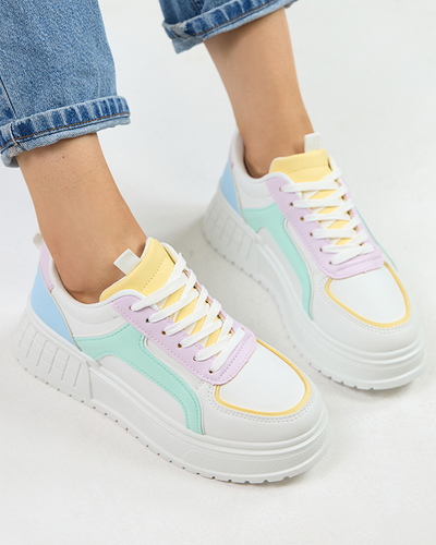 OUTLET Colorful eco-leather women's sports shoes on the Cerecha platform - Footwear