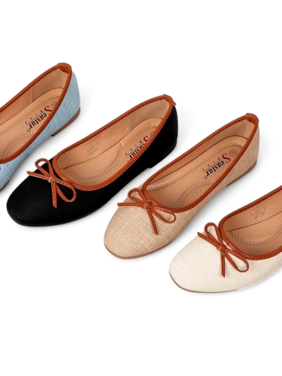 Royalfashion sieviešu baleta kurpes ar mirdzumu un loku Aramie