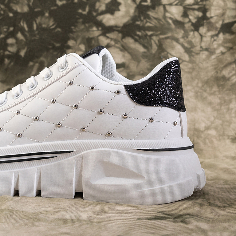 White women's sneakers with a black glitter insert Yemen - Footwear