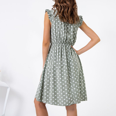Women's green polka dot dress - Clothing