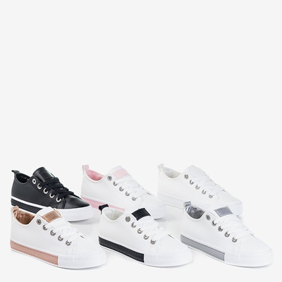 Women's white sneakers with black inserts Zuta - Footwear