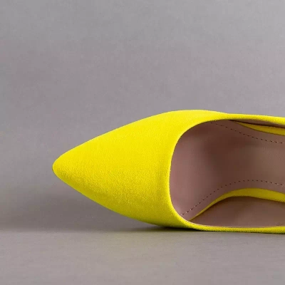 OUTLET Neon yellow women's pumps with a higher heel Madelina - Shoes