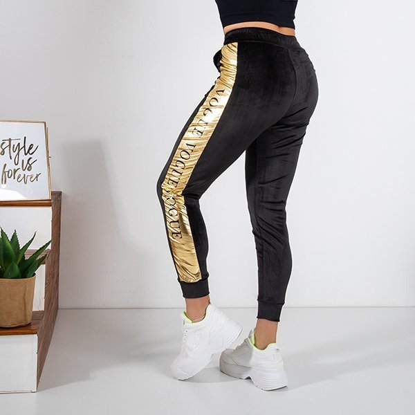 Black women's sweatpants with lettering - Clothing
