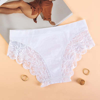 Women's white panties with lace - Underwear