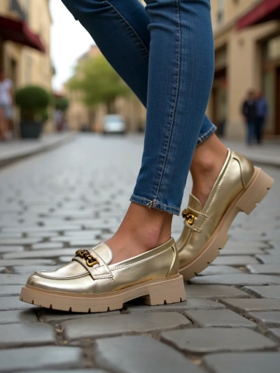 Royalfashion Women's moccasins gold-plated Goldlove